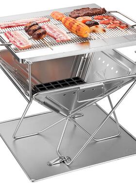 CAMPINGMOOON户外露营取暖篝火焚火台加厚不锈钢烧烤炉烧烤架