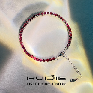 汇洁珠宝红色水晶手链女轻奢小众设计感精致手串高级感