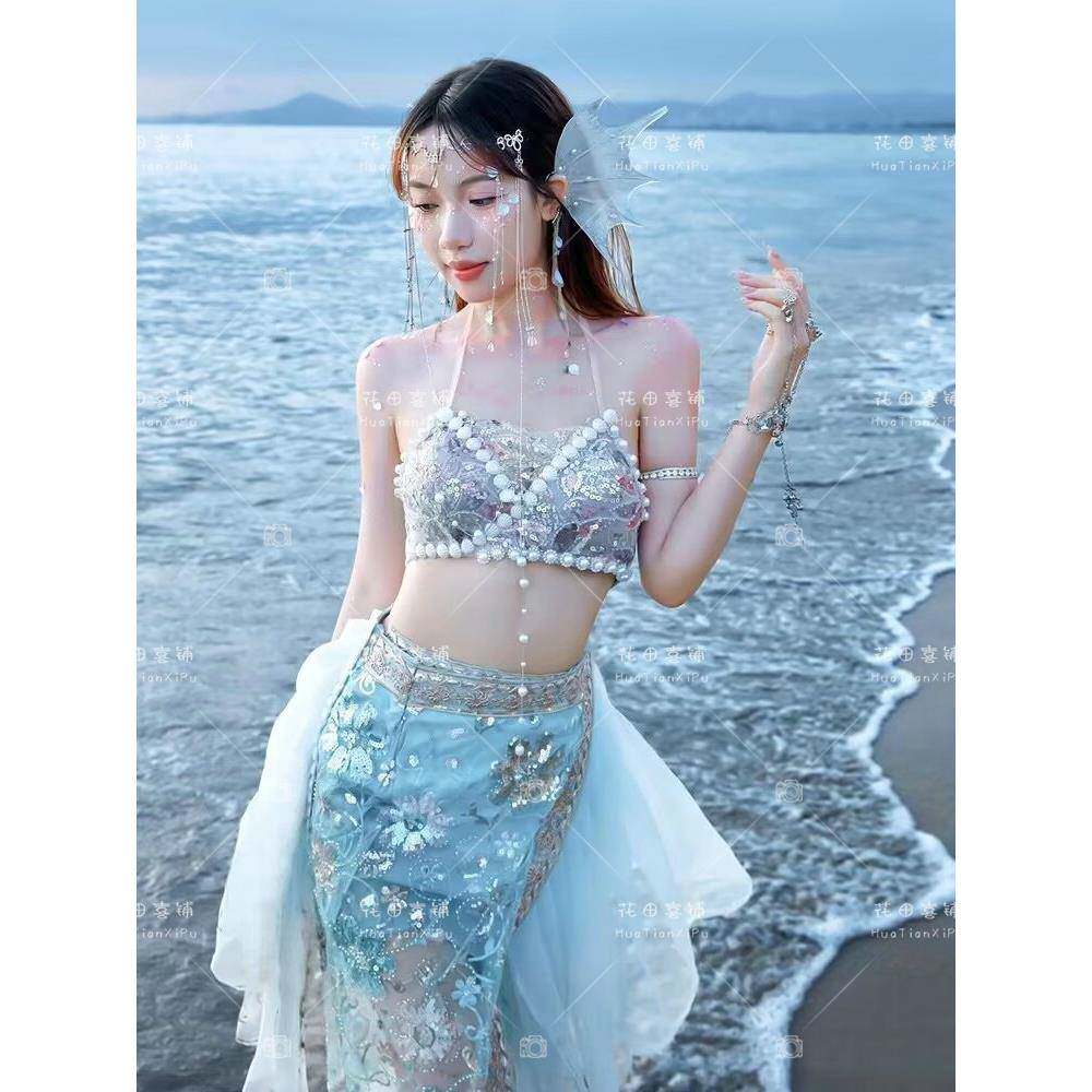 人鱼姬公主西双版纳写真主题三亚度假海边旅拍唯美精灵艺术照服装
