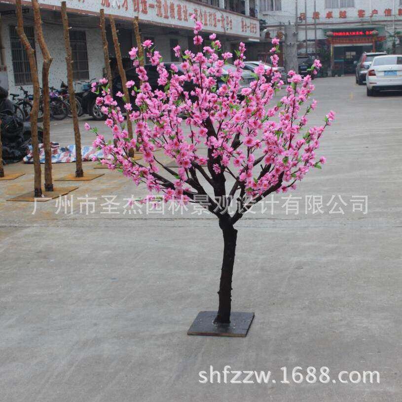 厂家直销仿真桃花树室内假桃花树人造阻燃绢布假花婚庆装饰仿真树