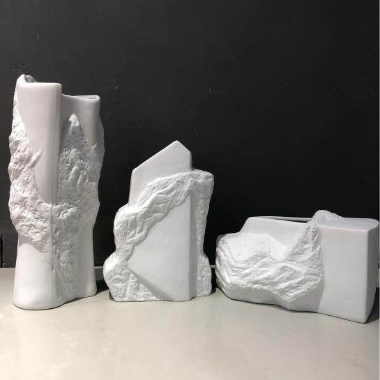 现代简约花瓶创意石头花器售楼部样板房书房装饰品插花陶瓷工艺品
