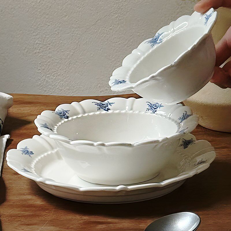 泽滕家碗盘套装新款法式小清新高级感西餐厅摆台饭碗糖水甜品餐具