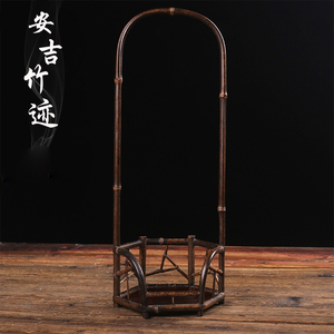 安吉竹迹凉炉架紫竹炉台风炉炭炉底座复古花器架茶桌摆件茶具配件