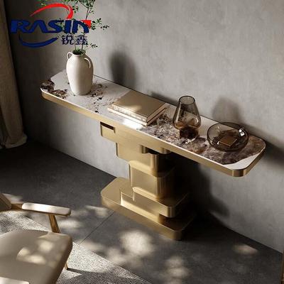 过玄关台轻奢风高端入户走廊不锈钢拉EEL关丝工艺岩板道玄桌玄关