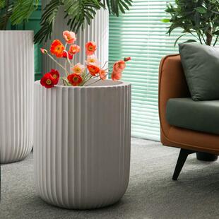 北DRB约欧简镁泥花盆特大号树加厚灰白卡其口径客厅落地种深高大