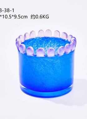 碧轩彩色花边直筒装圆柱花瓶轻BX88-38-高级感奢香薰皿玻璃器软居