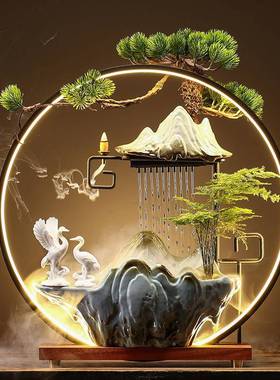 创意客玄泉关办公桌室TM-64054面流厅水招财生财摆件喷乔迁新家居