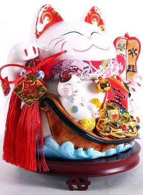中猫RIA国居风陶瓷招财存钱罐11寸风生水起（木）开业家礼品摆件