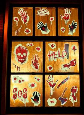 晚上墙发光绿色厅夜光万圣血手印血迹贴客卧室810节饰日装自粘墙