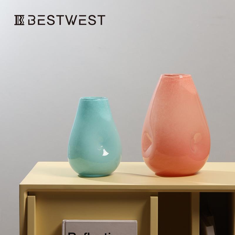 estwe装sBt彩色春笋不规则按坑水培玻璃花瓶摆件居HC2302软家饰品