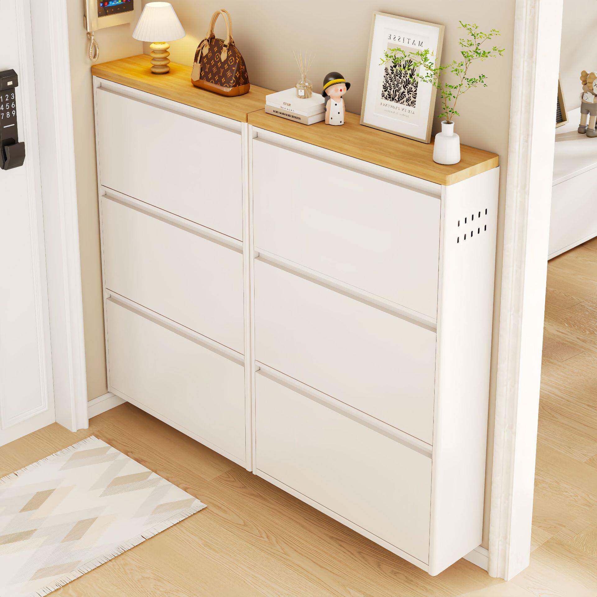 15cm多超薄钢制翻斗用鞋柜家关门口室内一体挂墙UVI入户玄柜层窄