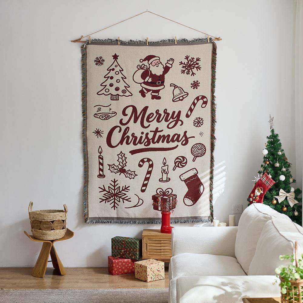 圣诞节装棉纱沙发饰布布置背景布客间厅沙发巾盖毯户外旅房行露挂