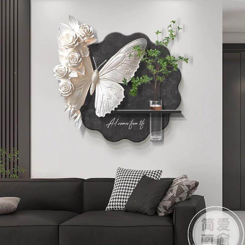 水培绿植餐厅装饰轻F99SSJHM桌奢感蝴蝶壁画灯光画景客厅餐背画墙,家居饰品,现代装饰画,淘宝优惠券,粉丝福利购,淘宝优惠卷