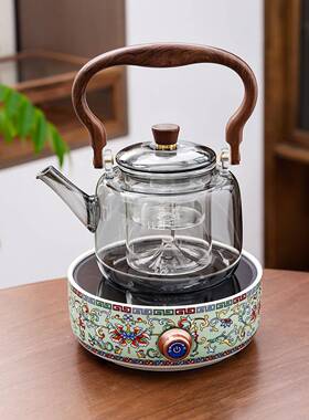 珐琅茶彩壶电陶炉煮器20AAQ25新款高煮茶炉玻璃烧水套装大容端量