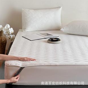 简约纯色100%双面全定棉软床垫防滑保JZI垫护绑款机洗水洗四季通