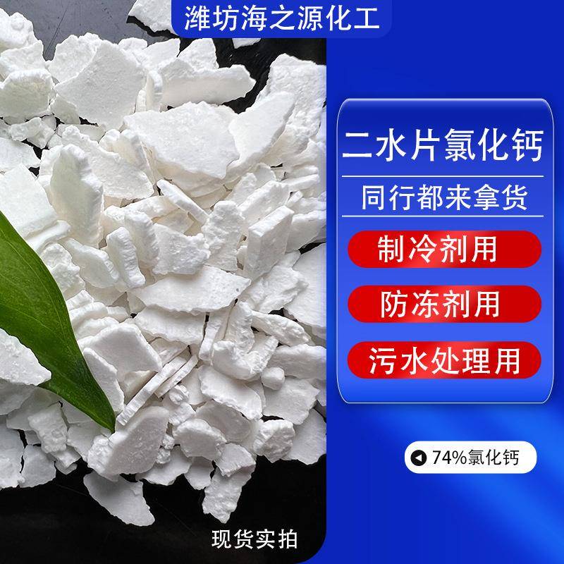 山东氯化厂出售污水处理钙致工冷剂用业RBD级74含量二水片状氯家
