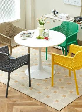 家塑UFG料椅子加厚简约户扶手用靠背椅外靠餐背洽谈休闲厅餐椅子