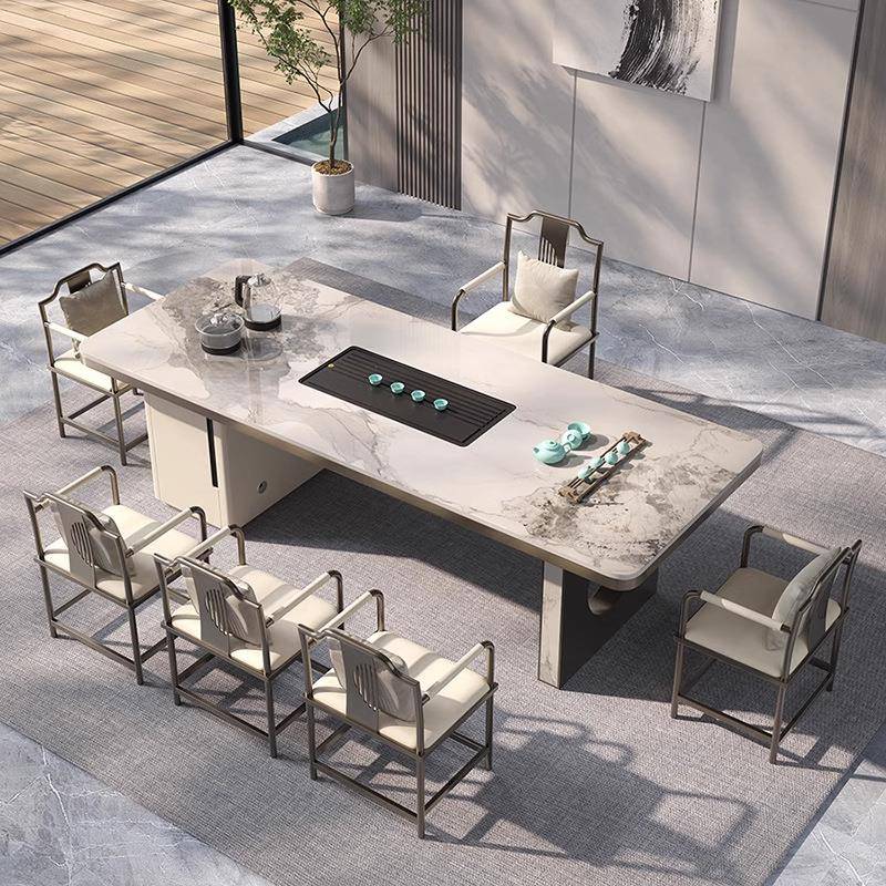 现代简办公组室泡茶茶桌椅合家用客厅CPT会客一整约套大板茶台茶