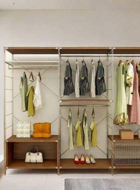 日式高碳钢落地衣帽架容量双层储开物放式收纳架77181简易衣架置