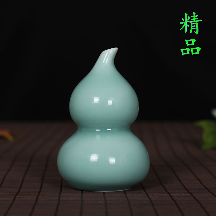 青瓷小花瓶陶瓷创意花器摆件台面插花家居饰品小号葫芦瓶干花小瓶