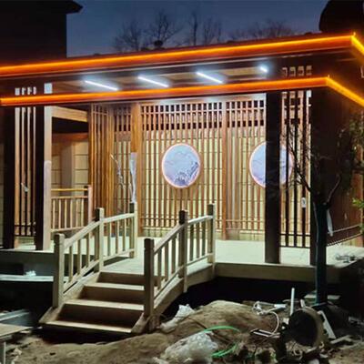 新中亭铝凉亭工程式景观凉花12421园庭院现代简约木中式亭子木纹