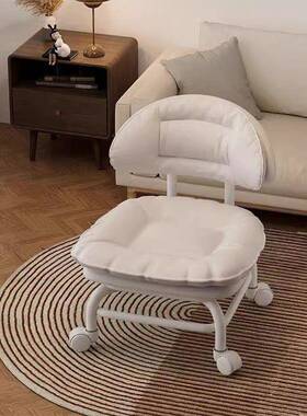 网红懒人靠椅子家用板凳TJZ万向轮圆矮凳带神娃器小凳子滑背轮凳