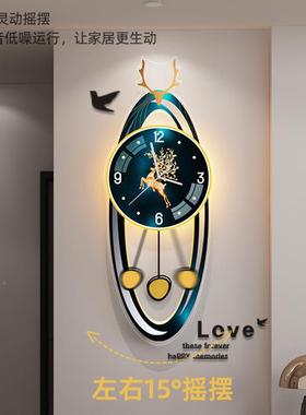 挂时钟家用现表CDC61代轻奢大气意装饰挂表客厅简约创钟挂墙钟木