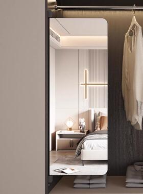 衣柜镜子家叠用隐形内装全身镜轨折穿滑镜衣推拉镜旋转HTJ试衣镜