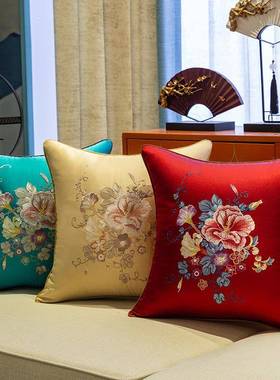 发抱沙枕新样板房刺绣式靠枕客厅红木喜中庆腰FGP枕国风刺绣