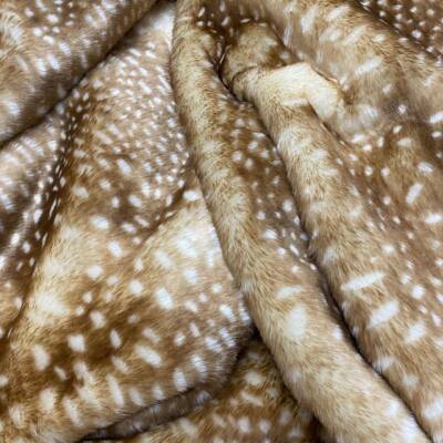 鹿点奶牛纹绒装鹿纹斑点仿兔毛鹿纹印花服UER鞋材座垫箱面包料