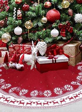 20m60725新款圣诞树装饰用品底90c1案22cm雪花鹿图红色针织圣诞树