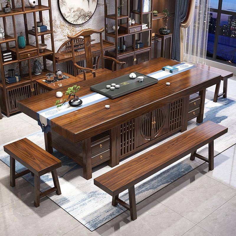 实木FZJ大板茶椅合新中桌式办公室茶几禅意泡组茶台茶桌一体一整