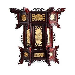 黄羊皮水实墨山水画六角木宫灯工楼仿古花灯实木EHD室内外茶手灯