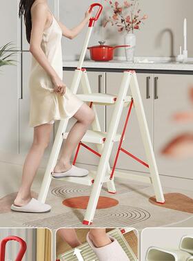 锁扣F98TMSH7梯子小家用折叠伸缩步字梯子加厚楼梯人室内多功能三