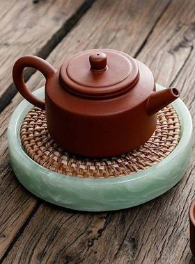 仿玉石壶茶藤编壶承紫砂壶养垫干泡台60325小盘壶呈托功夫茶具茶