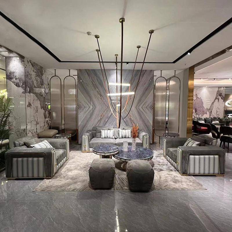 意式轻奢发别客厅沙大户型磨2022A砂组合墅设计师高定巴夏沙发