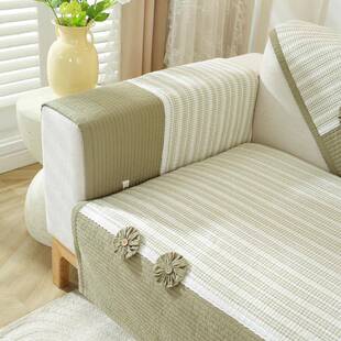 纯棉朵沙发垫季通用防花滑坐花漾垫四子田园盖简约风全棉防尘布艺