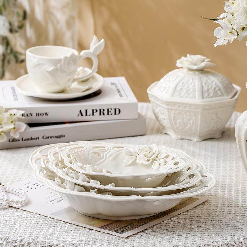 手捏花杯盘欧式浮雕WRV立碟体粘作花陶瓷果盘用餐厅摆设创意咖啡,电子元器件市场,其它元器件,淘宝优惠券,粉丝福利购,淘宝优惠卷