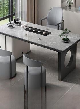 轻奢岩板茶桌家椅组合现代简约用办室阳台公一泡茶高档PKI茶台茶