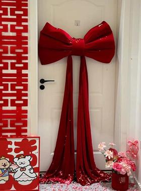 超FXF1798大红丝路绒蝴蝶装饰婚礼浪漫布置拍照墙打卡背景结婚引