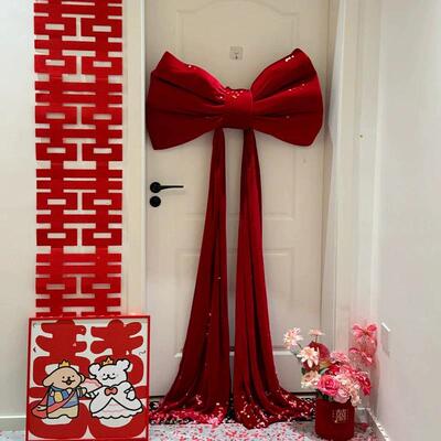 超FXF1798大红丝路绒蝴蝶装饰婚礼浪漫布置拍照墙打卡背景结婚引