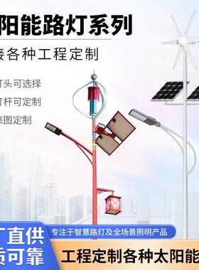 中山直销6米8米风光互补特色太阳能路灯风能发电LED路灯