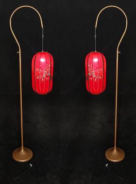 款新中式婚礼ZFD唐婚新庆舞台布置摆件铁艺汉灯弯钩笼路引婚庆道