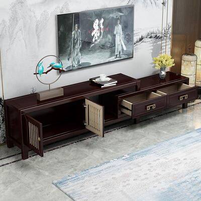 新中式伸缩济实木电柜小户视型经地型62143储物柜组合客厅家具影