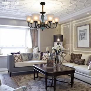 06655复古全铜陶瓷客书厅吊灯美式 楼房过 大气卧室道餐厅房间复式