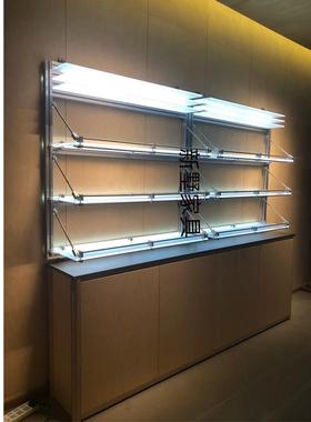 设洋师工作室发光亚计克力搁板展示架光轴置物陈架NXF铝型材海板