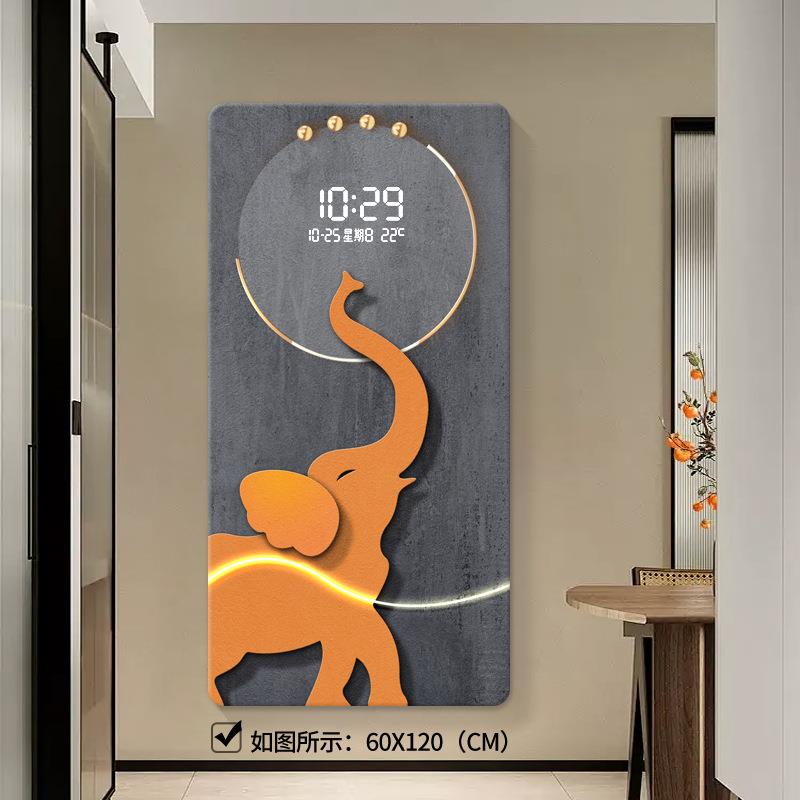 轻玄奢关饰画钟表挂587钟客厅过道走廊壁画插电氛装围灯创子意电