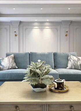 美式轻奢发椅客厅单双沙艺沙发新印古典实布木法式复古莫92199里