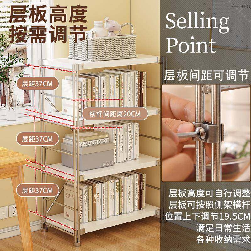 日式置物多XS-ZWJ层收架纳落地书架厨房约微波炉储物家用原架木简