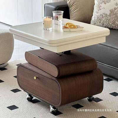 法式古复实木茶几餐桌两用户型升降美式客厅家用轻小新款LHE可移